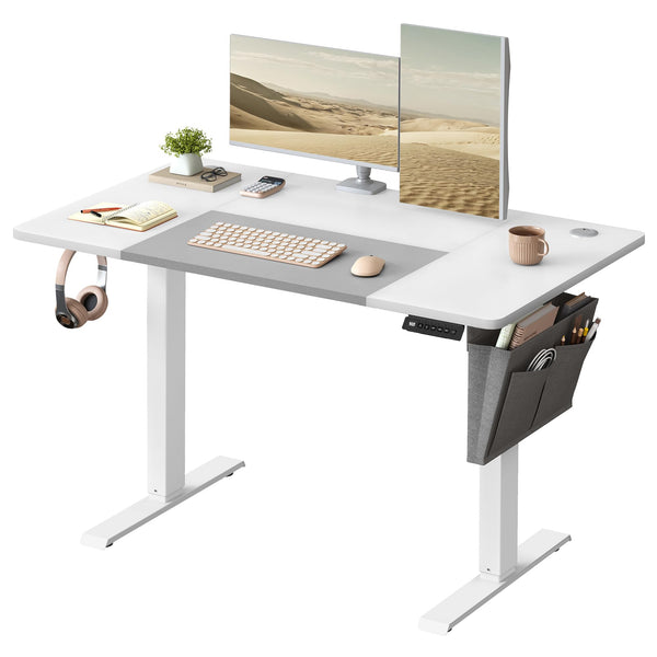 VASAGLE Electric Standing Desk, Height Adjustable Desk, 60 x 140 x (72-120) cm, 4 Memory Heights, Storage Pocket, for Home Office, Study, Rustic Brown and Ink Black LSD134K02