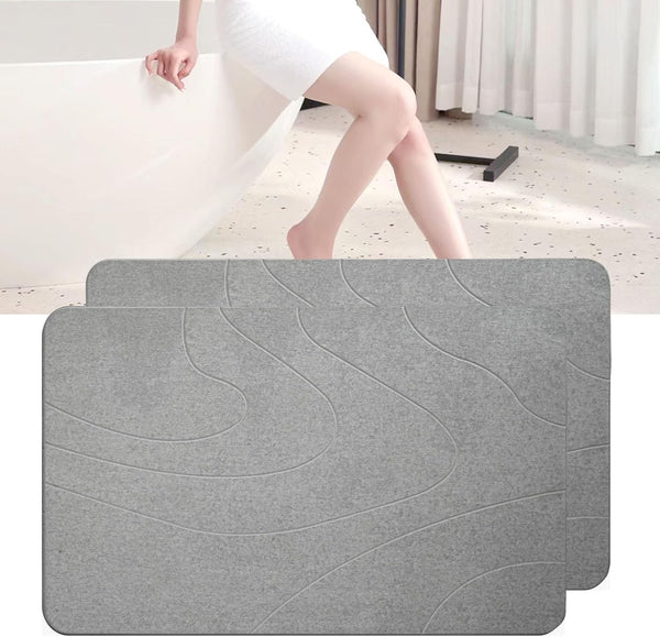 Dai Lufei Stone Bath Mat - Natural Diatomaceous Earth, Super Absorbent Shower Mat, Quick Drying, Non-Slip Bath Mat, Bath and Bathroom Floor (Light
