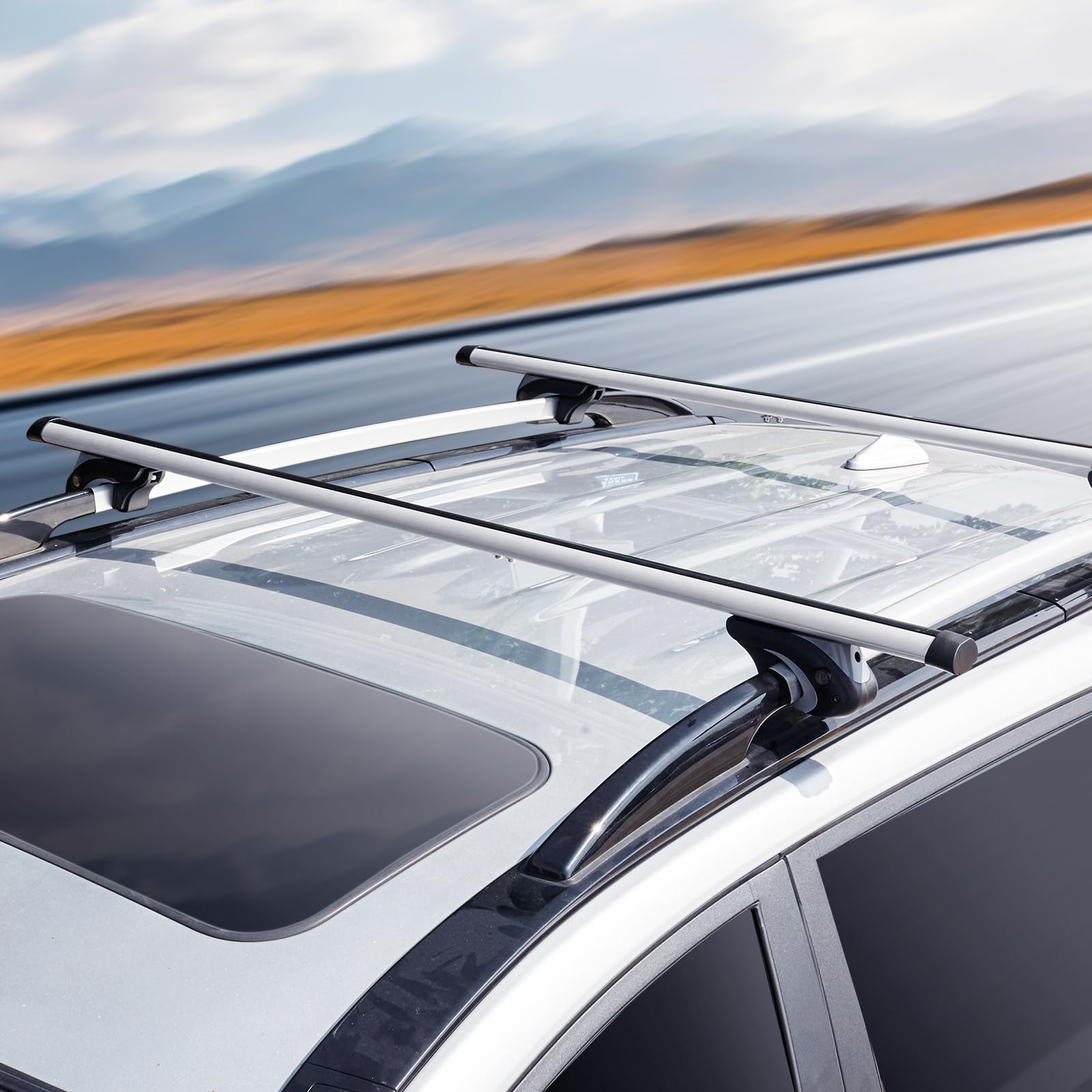 VEVOR Universal Roof Rack Cross Bars, Aluminum Roof Rack Crossbars, Fit Raised Side Rail with Gap, 90KG Load Capacity, Adjustable Crossbars with Locks, for SUVs, Sedans, and Vans