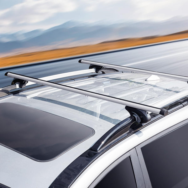 VEVOR Universal Roof Rack Cross Bars, Aluminum Roof Rack Crossbars, Fit Raised Side Rail with Gap, 90KG Load Capacity, Adjustable Crossbars with Locks, for SUVs, Sedans, and Vans