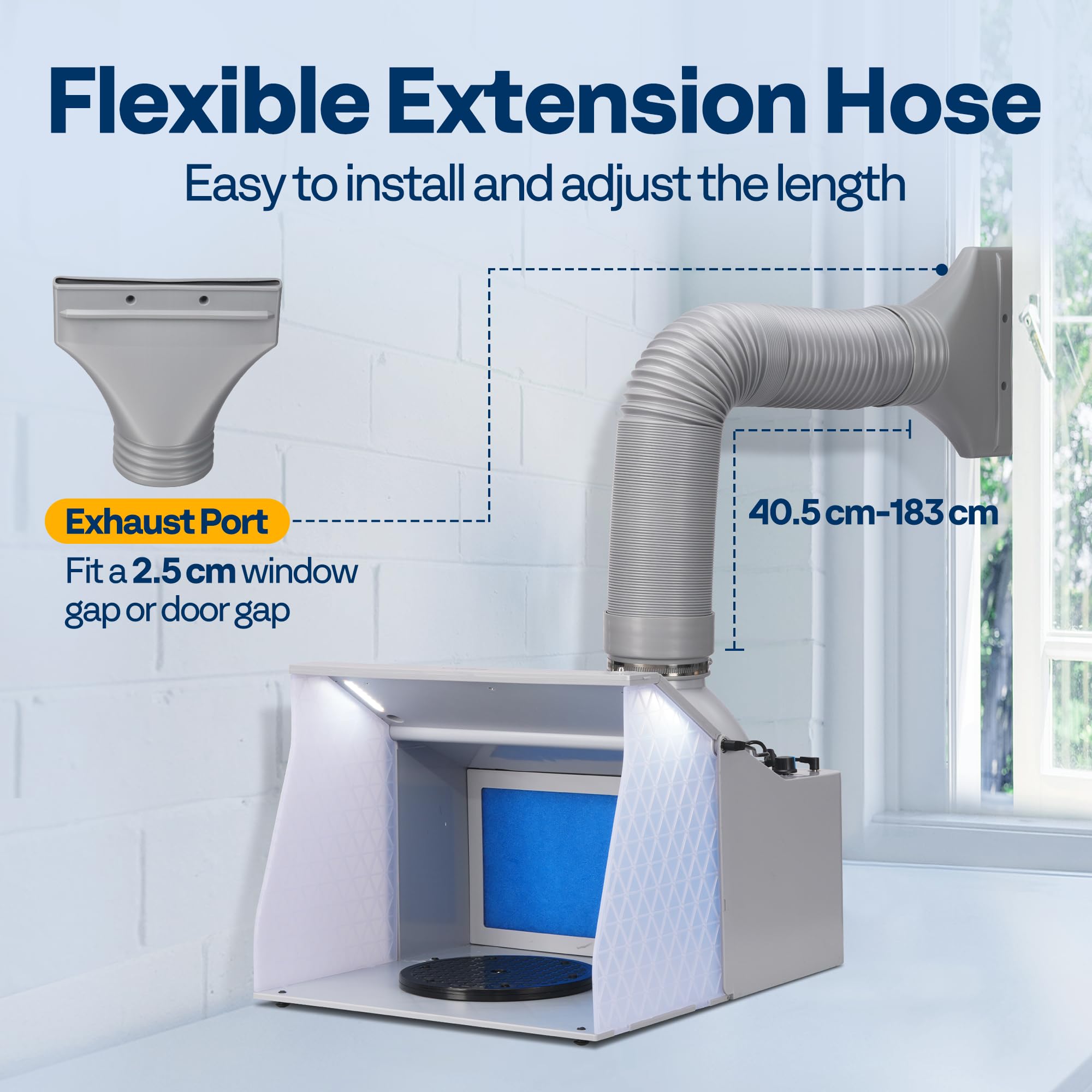 VIVOHOME Dual Fans Airbrush Paint Spray Booth with 4 LED Lights Turn Table and Filter Hose, Portable Airbrush Booth for Painting Model Craft