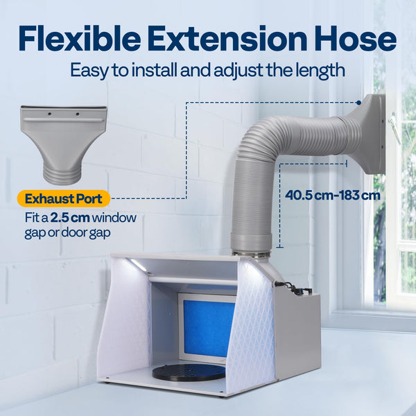 VIVOHOME Dual Fans Airbrush Paint Spray Booth with 4 LED Lights Turn Table and Filter Hose, Portable Airbrush Booth for Painting Model Craft