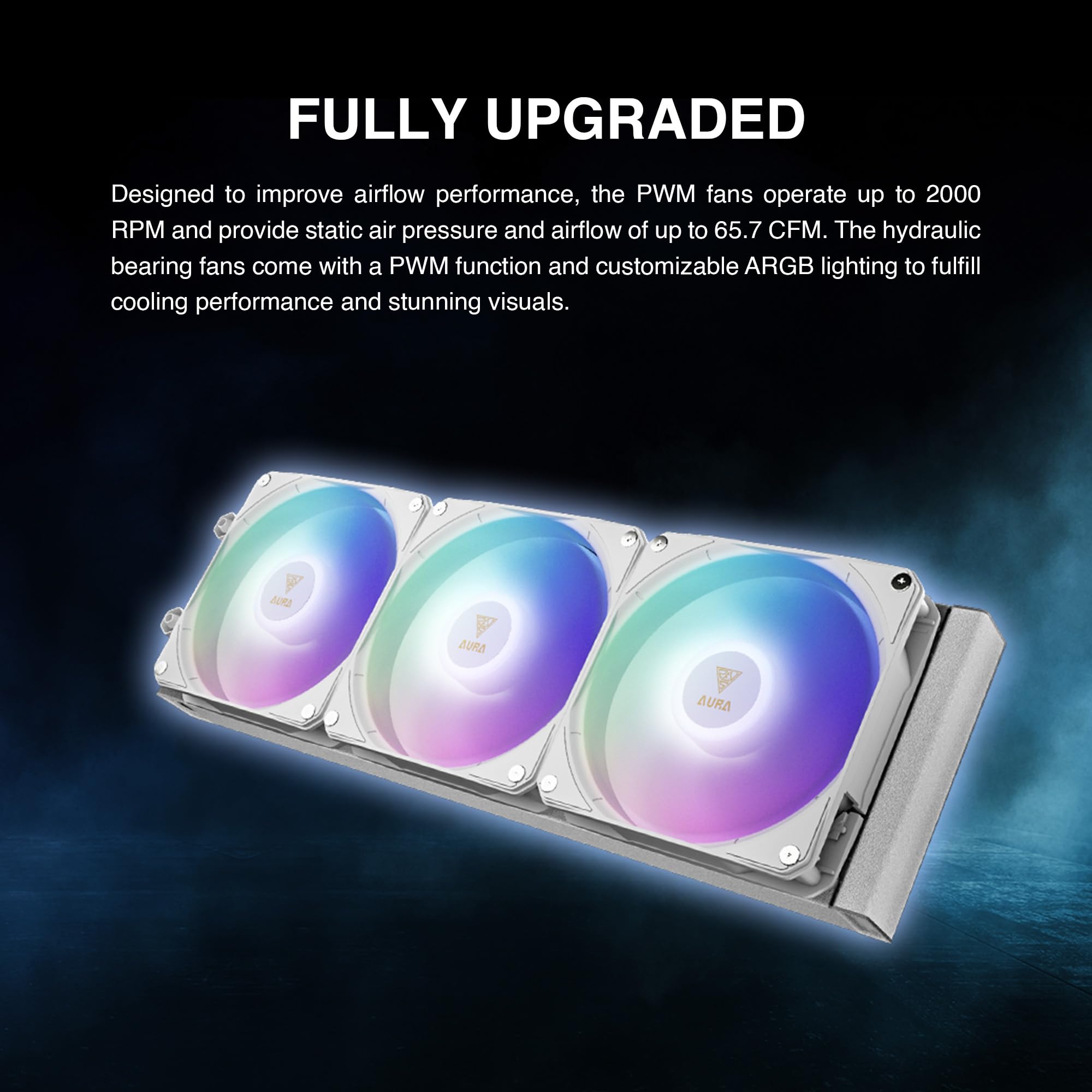 GAMDIAS AURA GL240 LCD 240mm AIO Liquid CPU Cooler, Customizable 4'' IPS LCD Display, Cableless Daisy Chained Fan, Software Ready, Support Low-Noise PWM & ARGB Sync, Intel LGA 1851/1700；AMD AM5, Black