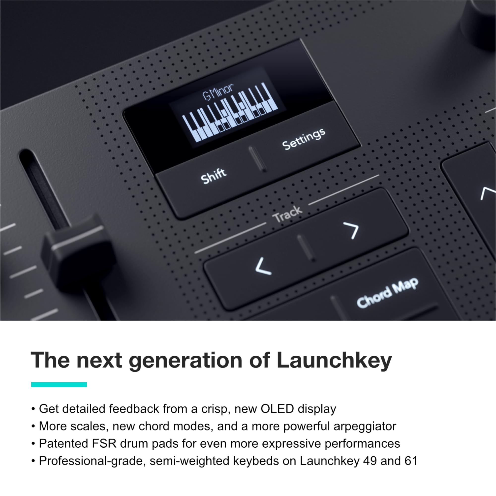 Novation Launchkey Mini 25 [MK4] — Portable 25 Mini-Key, USB, MIDI Keyboard Controller with DAW Integration. Chord Mode, Scale Mode, Drum Pads, and Arpeggiator. Includes Music Creation Software Bundle