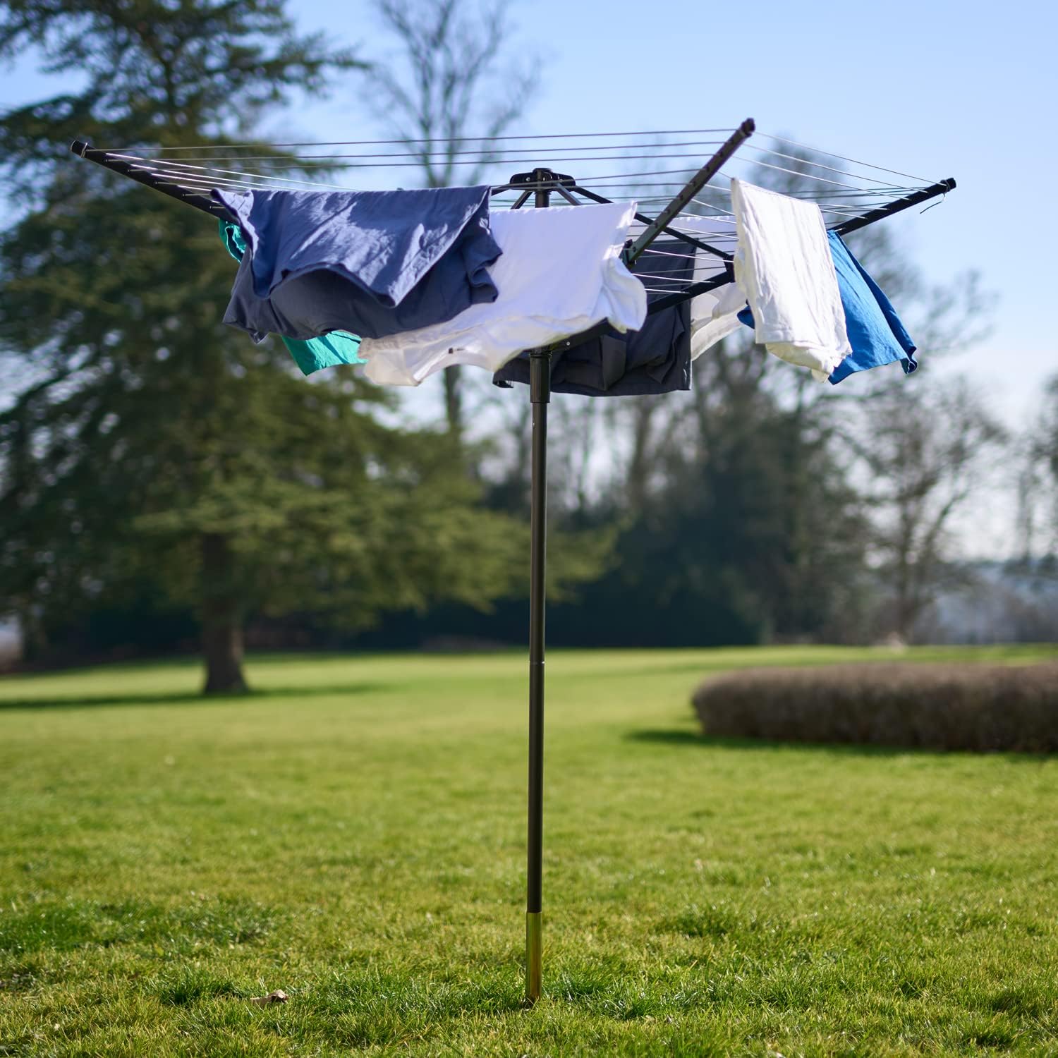 SA Products Rotary Washing Line | 45m Rotating Heavy Duty Clothes Airer Outdoor | Garden 4 Arm Rotary Washing Line | Washing Line Rotary with Ground Spike & Cover