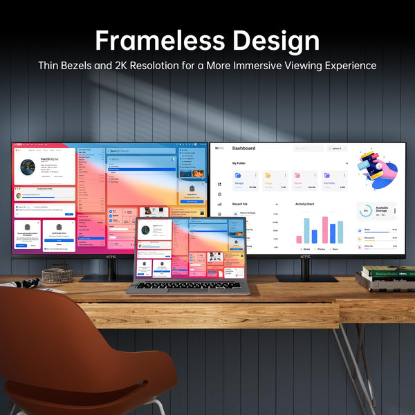 KTC Flat 32 Inch Monitor, QHD 1440P 2K@100Hz IPS Large Computer Monitor, Ultra Thin Bezels, Anti-Blue Light, HDR10, 103% sRGB, 86% DCI-P3, 350 Nits, 3ms MPRT, Adaptive Sync for Working and Gaming
