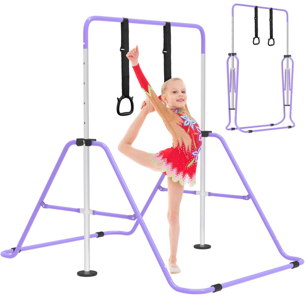 EVERYMILE Gymnastics Bars, Junior Training Kip Bar Gymnastics Equipment for Home,Adjustable Height Folding Horizontal Bar with Gymnastic Rings for Kid