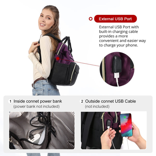 LOVEVOOK Laptop Backpack Women 15.6 inch, Work Bags for Womens, School Computer Bag with USB Port for Business College Travel, Rucksack for Teacher Nurse,BeigeGrey