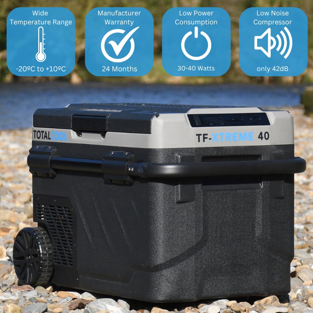 TF-XTREME Portable Refrigerator Fridge Freezer - 12V Electric Car Fridge Cooler for Camping - Motorhome Cool Box 24V Off-Grid Fishing Picnic Van Coolbox Green 50L