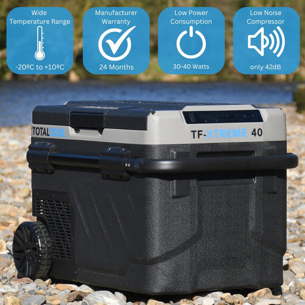 TF-XTREME Portable Refrigerator Fridge Freezer - 12V Electric Car Fridge Cooler for Camping - Motorhome Cool Box 24V Off-Grid Fishing Picnic Van Coolbox Green 50L