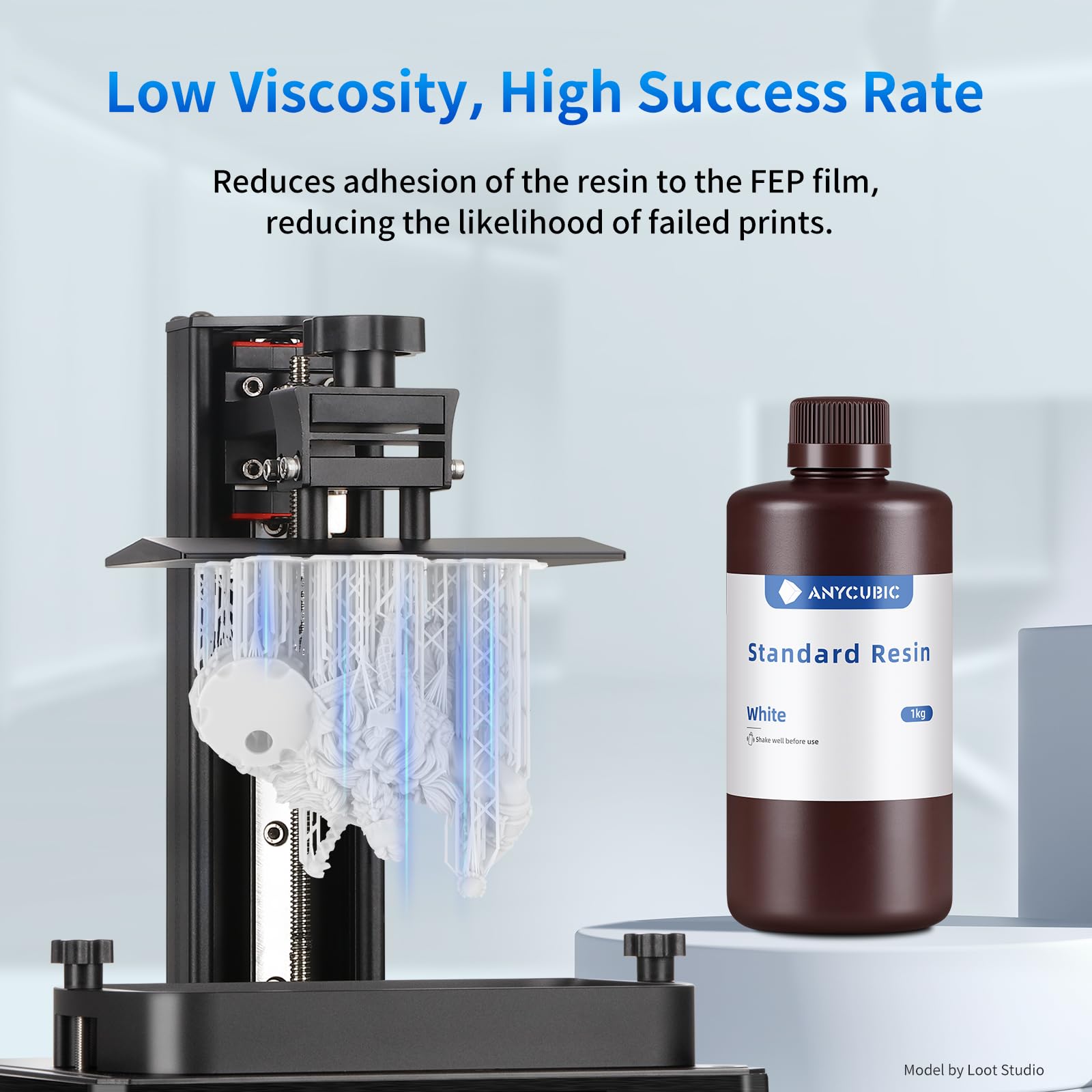 ANYCUBIC Standard 3D Printer Resin, LCD UV 405nm Rapid Photopolymer 3D Resin for 6K/8K/12K/14K LCD 3D Printers(1000g, Grey)