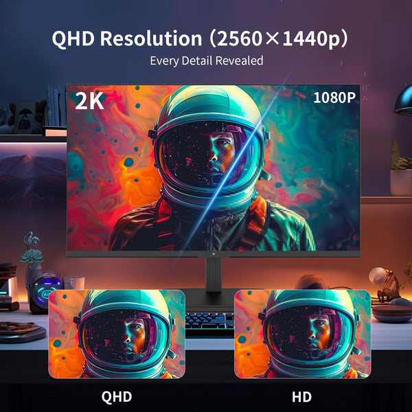 KTC Flat 32 Inch Monitor, QHD 1440P 2K@100Hz IPS Large Computer Monitor, Ultra Thin Bezels, Anti-Blue Light, HDR10, 103% sRGB, 86% DCI-P3, 350 Nits, 3ms MPRT, Adaptive Sync for Working and Gaming