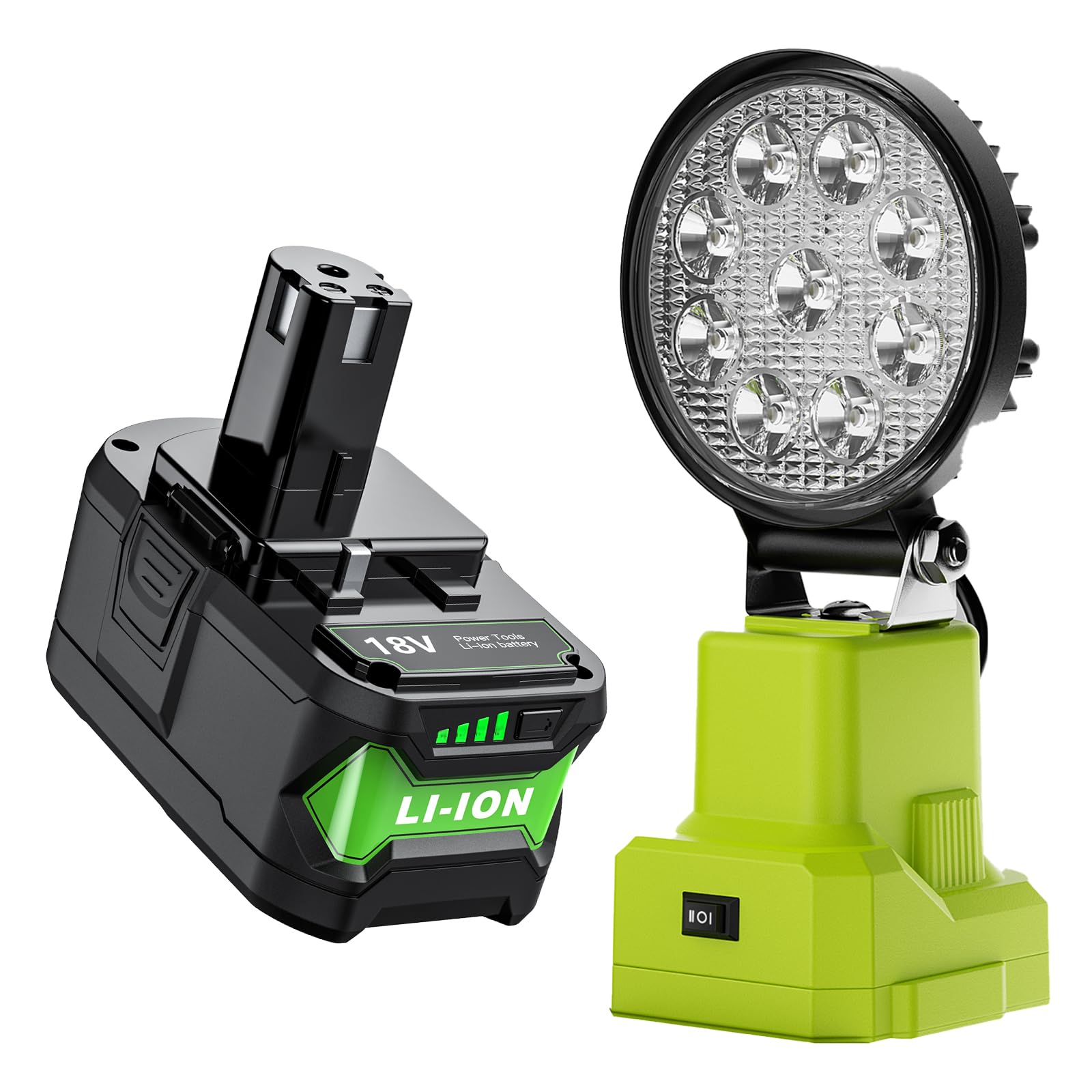 Cordless LED Work Light for Ryobi 18V ONE+ Lithium Battery LED Work Light for Ryobi P108 P109 P102 P103 P104 P105 (Battery Not Included) with 2 Modes Setting