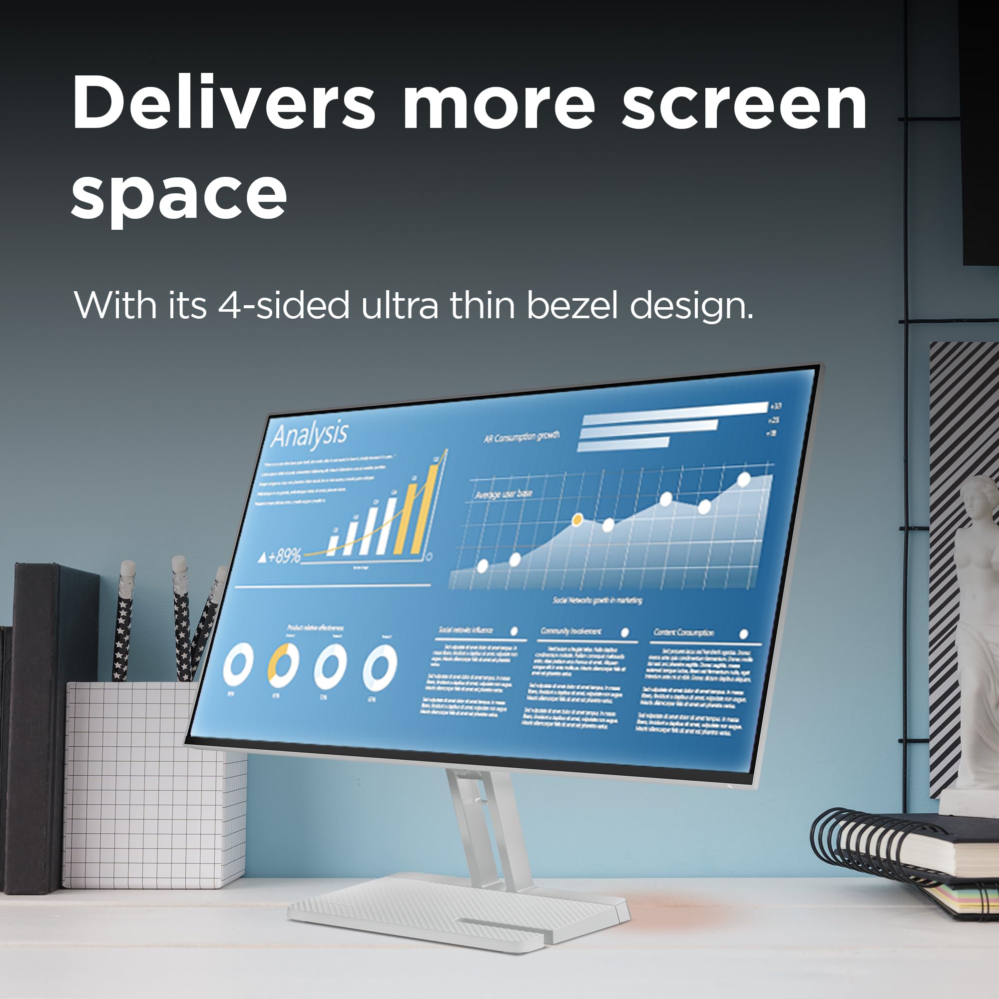 Lenovo L27i-4B 27 Inch PC Monitor | FHD, 1080p, 48-100Hz, IPS, 4ms, VGA and HDMI