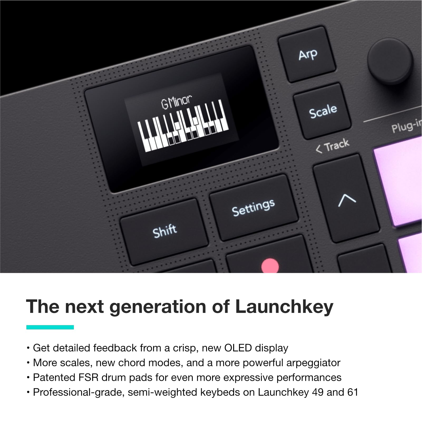 Novation Launchkey Mini 25 [MK4] — Portable 25 Mini-Key, USB, MIDI Keyboard Controller with DAW Integration. Chord Mode, Scale Mode, Drum Pads, and Arpeggiator. Includes Music Creation Software Bundle