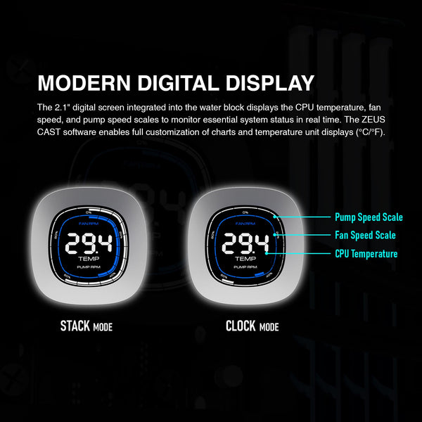 GAMDIAS AURA GL240 LCD 240mm AIO Liquid CPU Cooler, Customizable 4'' IPS LCD Display, Cableless Daisy Chained Fan, Software Ready, Support Low-Noise PWM & ARGB Sync, Intel LGA 1851/1700；AMD AM5, Black