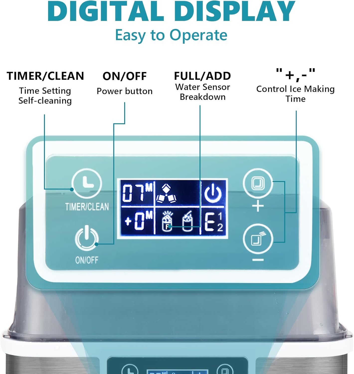 Ice Maker Machine Countertop Ice Cube Maker with Portable Handle, 9 Ice Cubes in 6 Mins, Self-Cleaning Compact Ice Maker 12 kg in 24 Hrs, with Ice Scoop and Basket for Home/Kitchen/Office/Bar