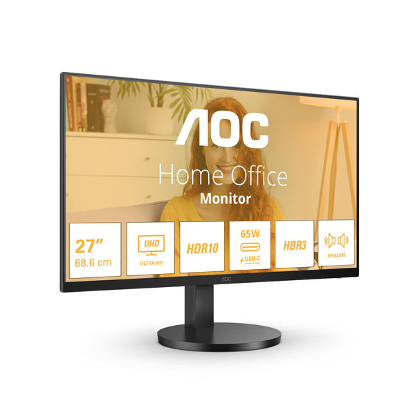 AOC 27B3CA2 - 27 Inch FHD Monitor, 100Hz, IPS, Speakers, USB-C Connectivity, FlickerFree, Adaptive Sync, LowBlue (1920 x 1080, 250 cd/m2, HDMI 1.4 / USB-C 65W Power delivery)
