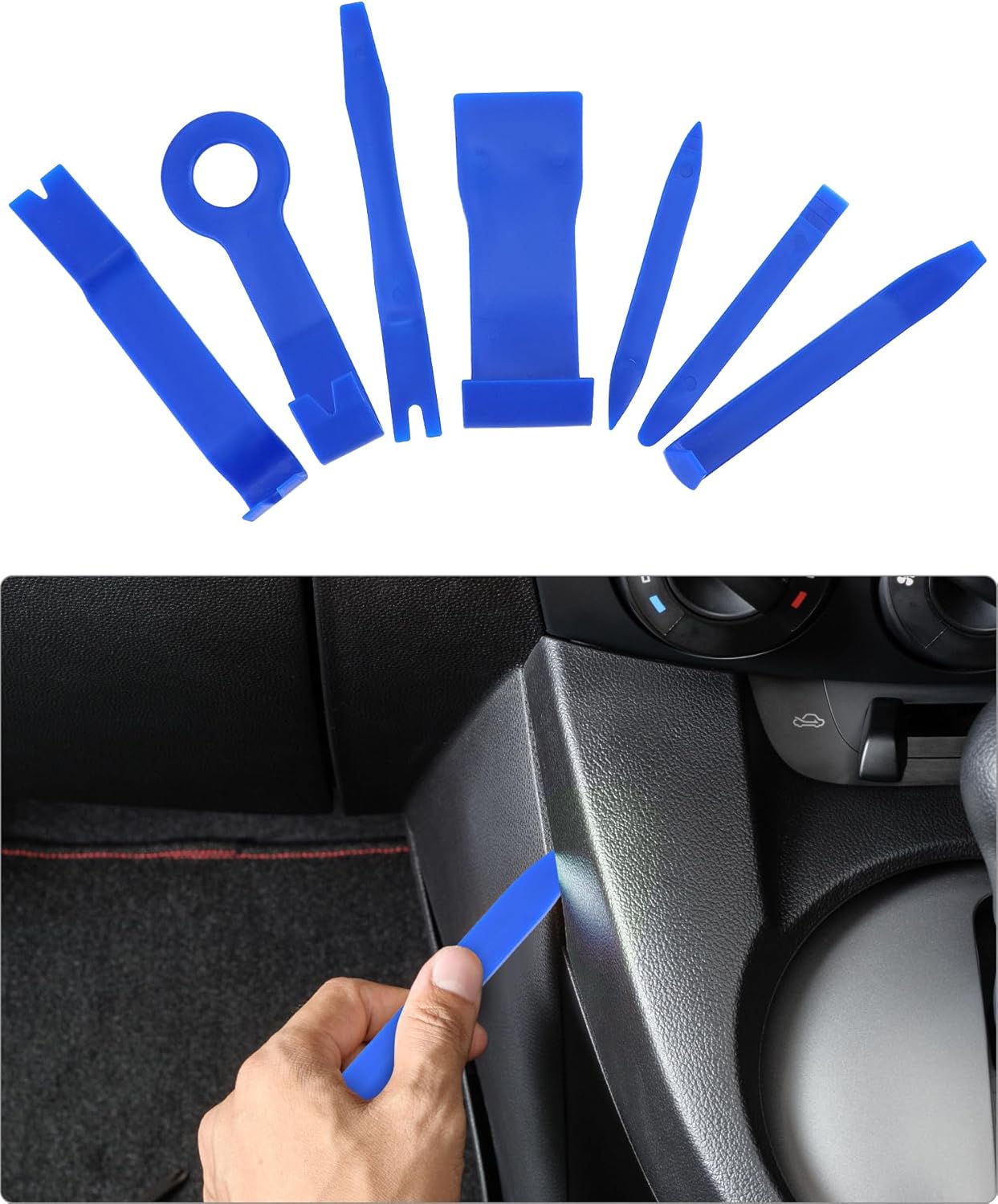 QWORK® 17-Piece Car Tool Kit Breakdown Emergency Kit with Long Reach Grabber, Air Wedge Pump and Trim Removal Tools for All Vehicles