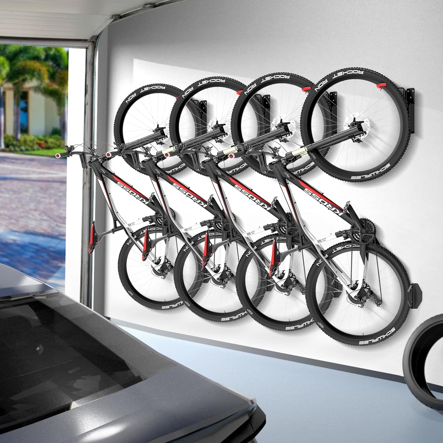 Domigard Swivel Bike Wall Mount,Vertical Bike Rack Wall Hanger Holds up to 66lbs,Bike Hangers MTB & Road Bike for Garage, Easy to Install (2 Pack)