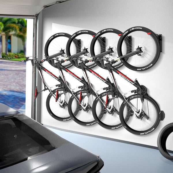 Domigard Swivel Bike Wall Mount,Vertical Bike Rack Wall Hanger Holds up to 66lbs,Bike Hangers MTB & Road Bike for Garage, Easy to Install (2 Pack)