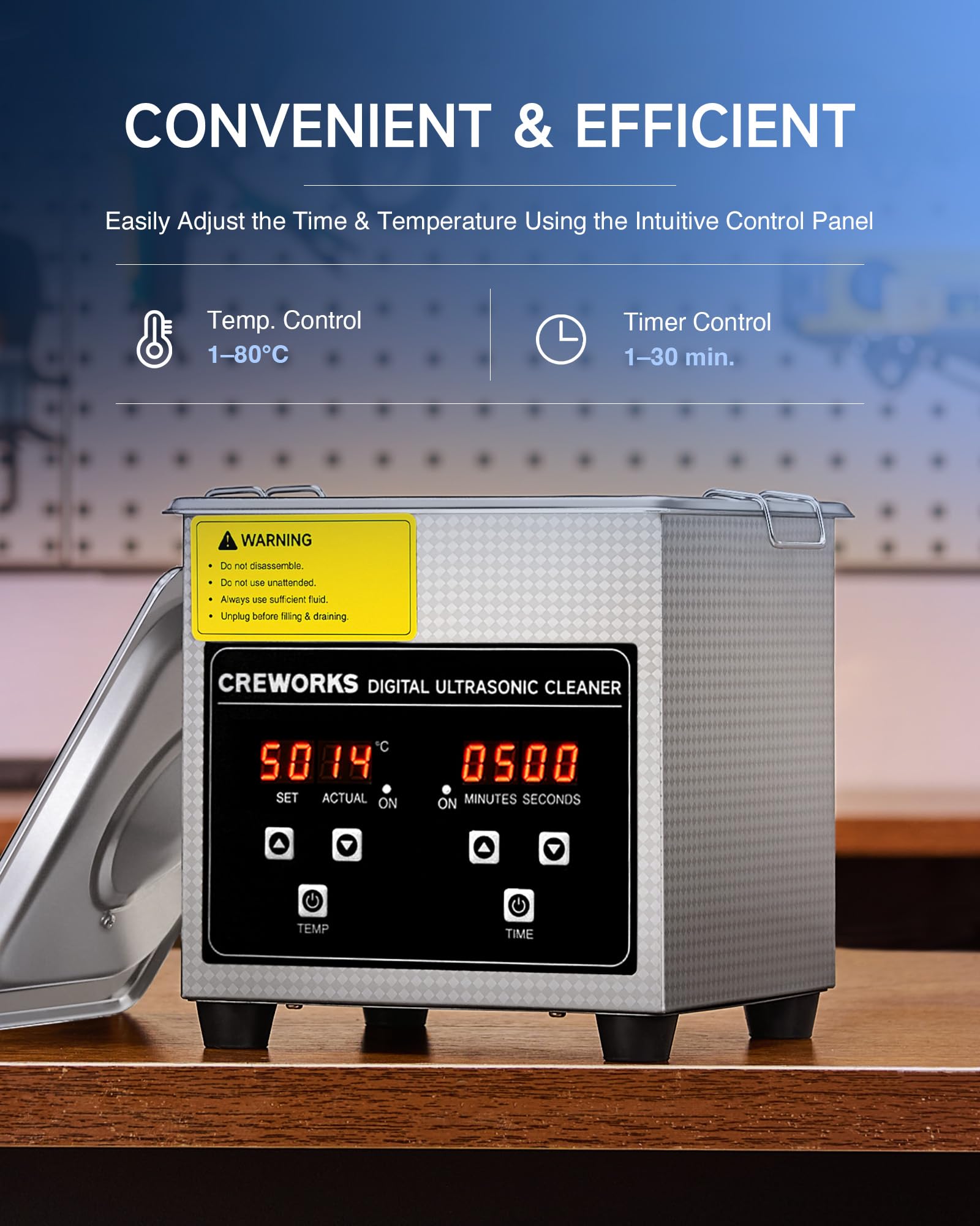 CREWORKS 6L Digital Ultrasonic Cleaner, 1.6 gal. Ultrasonic Cleaning Machine with Degas & Gentle Modes, 180W Professional Ultrasound Cleaner with 300W Heater and Timer for Glasses