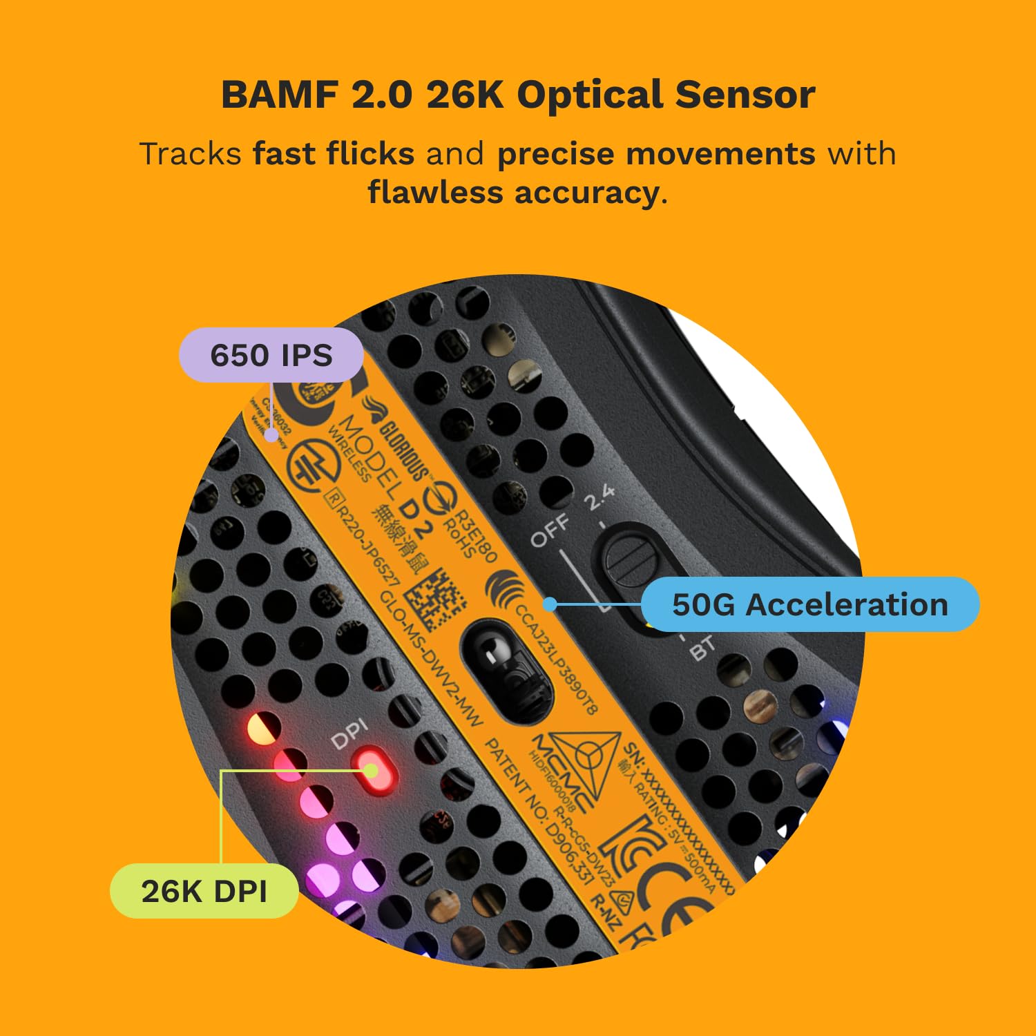 Glorious Gaming Model D Wired Gaming Mouse - 68g Superlight Honeycomb Design, RGB, Ergonomic, Pixart 3360 Sensor, Omron Switches, PTFE Feet, 6 Buttons - Glossy Black