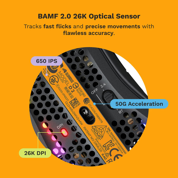 Glorious Gaming Model D Wired Gaming Mouse - 68g Superlight Honeycomb Design, RGB, Ergonomic, Pixart 3360 Sensor, Omron Switches, PTFE Feet, 6 Buttons - Glossy Black