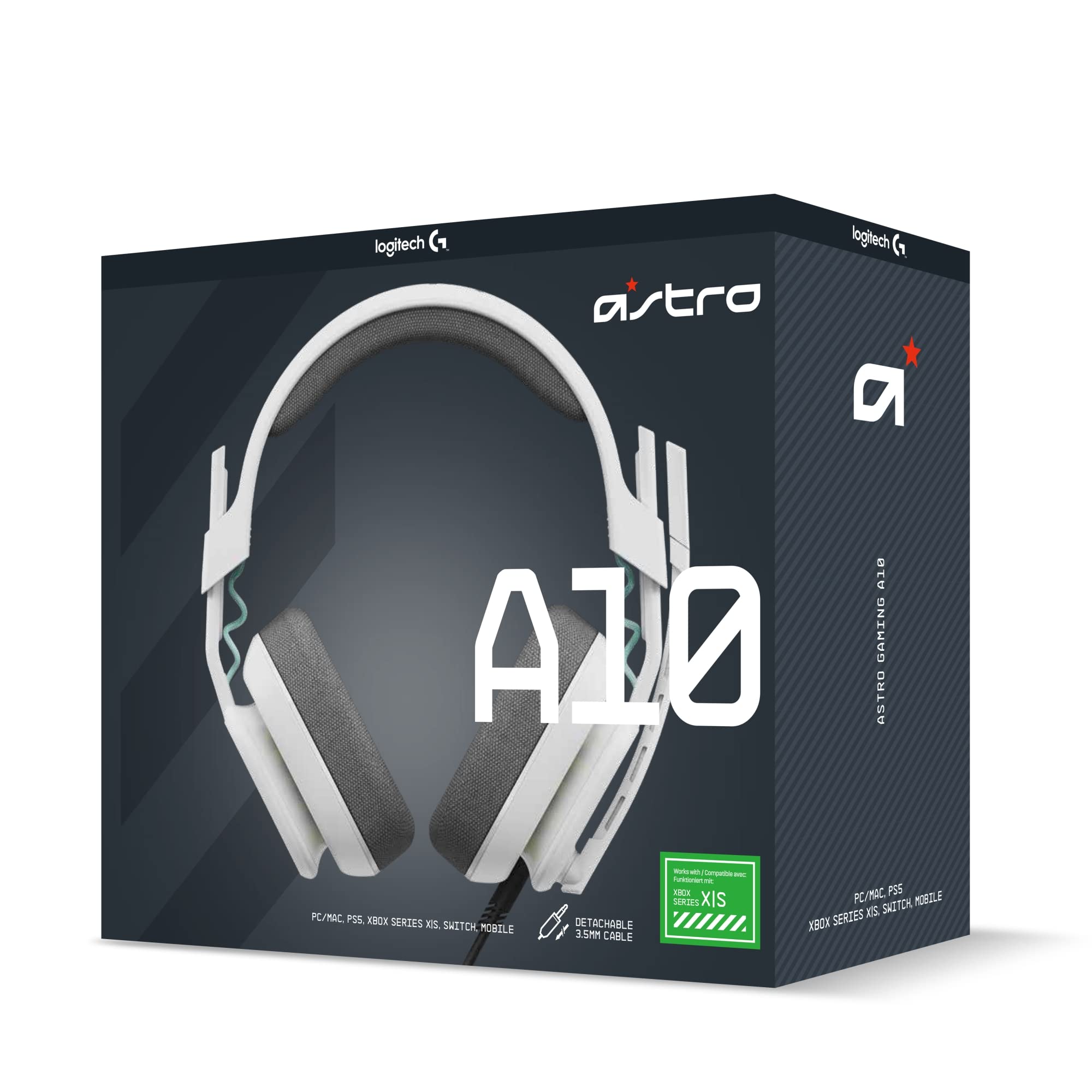 ASTRO A10 Gaming Headset Gen 2 Wired Headset, Over-ear Gaming Headphones, Lightweight & damage resistant, Flip-to-mute microphone, 32 mm drivers, Compatible with PS5, PS4, Nintendo Switch, PC - Black