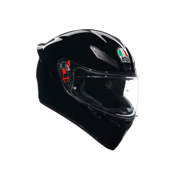 AGV - Helmet K1 S E2206, Full-face Motorbike Helmet, ECE, for Men, Racing Style with Spoiler, Air Intakes and Scratch Resistant Visor, 190° Field of View, with Intercom Ready, Black