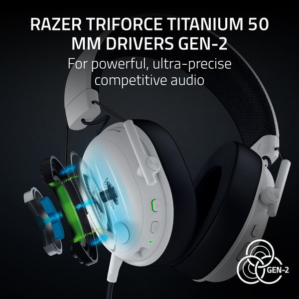 Razer BlackShark V2 Pro (2023) for PC - Premium Wireless E-Sports Headset (HyperClear Super Wideband Mic, TriForce Titanium 50 mm Driver, Bluetooth, Up to 70hrs Battery) White
