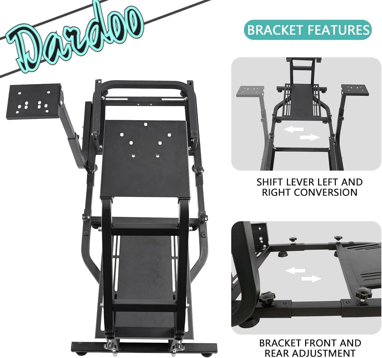 Dardoo Racing Simulator Cockpit Adjustable Fits for Logitech G27 G29 G920 G923, Thrustmaster T300, Fanatec Driving Steering Wheel Stand Gaming Frame, Not Included Wheel, Pedal and Seat