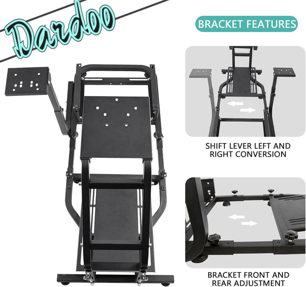 Dardoo Racing Simulator Cockpit Adjustable Fits for Logitech G27 G29 G920 G923, Thrustmaster T300, Fanatec Driving Steering Wheel Stand Gaming Frame, Not Included Wheel, Pedal and Seat