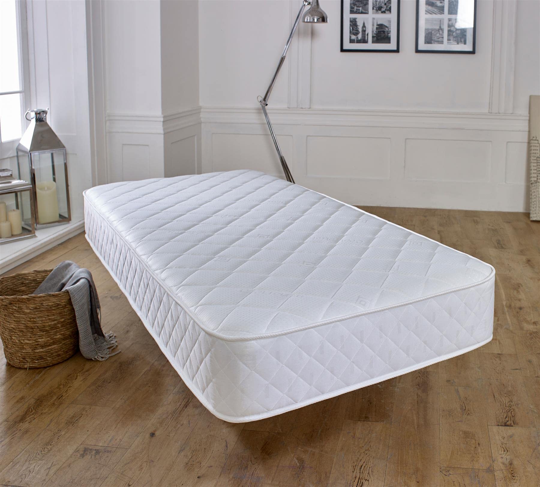 eXtreme comfort ltd Cooltouch Plus Diamond Essentials Foam Free Pinna-Coil Bonnell Innerspring Maximum Value Mattress Plush Feel, White, 18cms Deep,