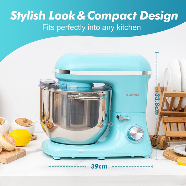 Aucma Stand Mixer, 6.2L Food Mixers for Baking, Electric Kitchen Mixers with Bowl, Dough Hook, Wire Whip & Beater (6.2L, Black)