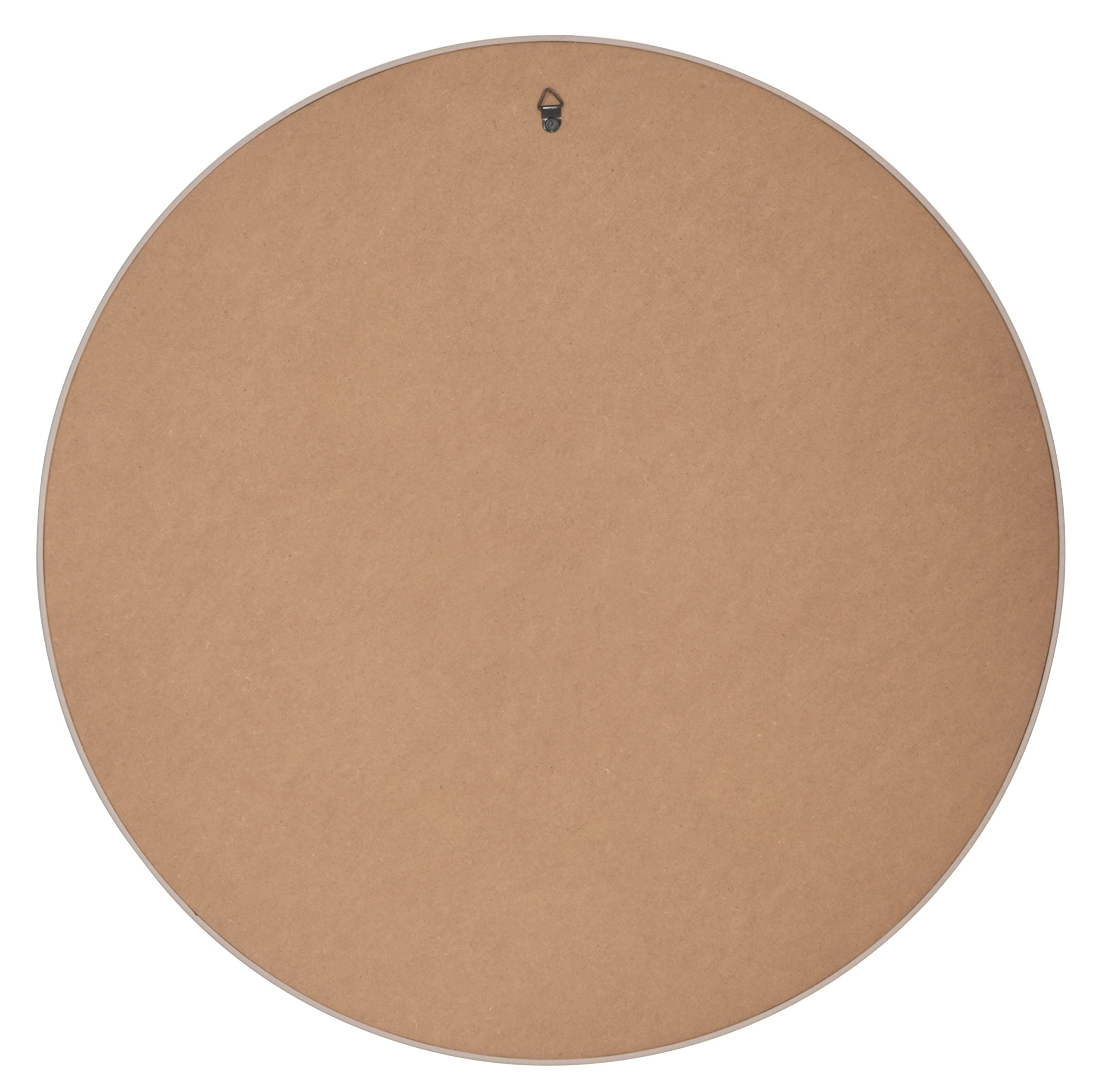 Home Selections Beige Brown Round Wall Mirror, 50cm, Wooden Deep Framed Circle Mirror