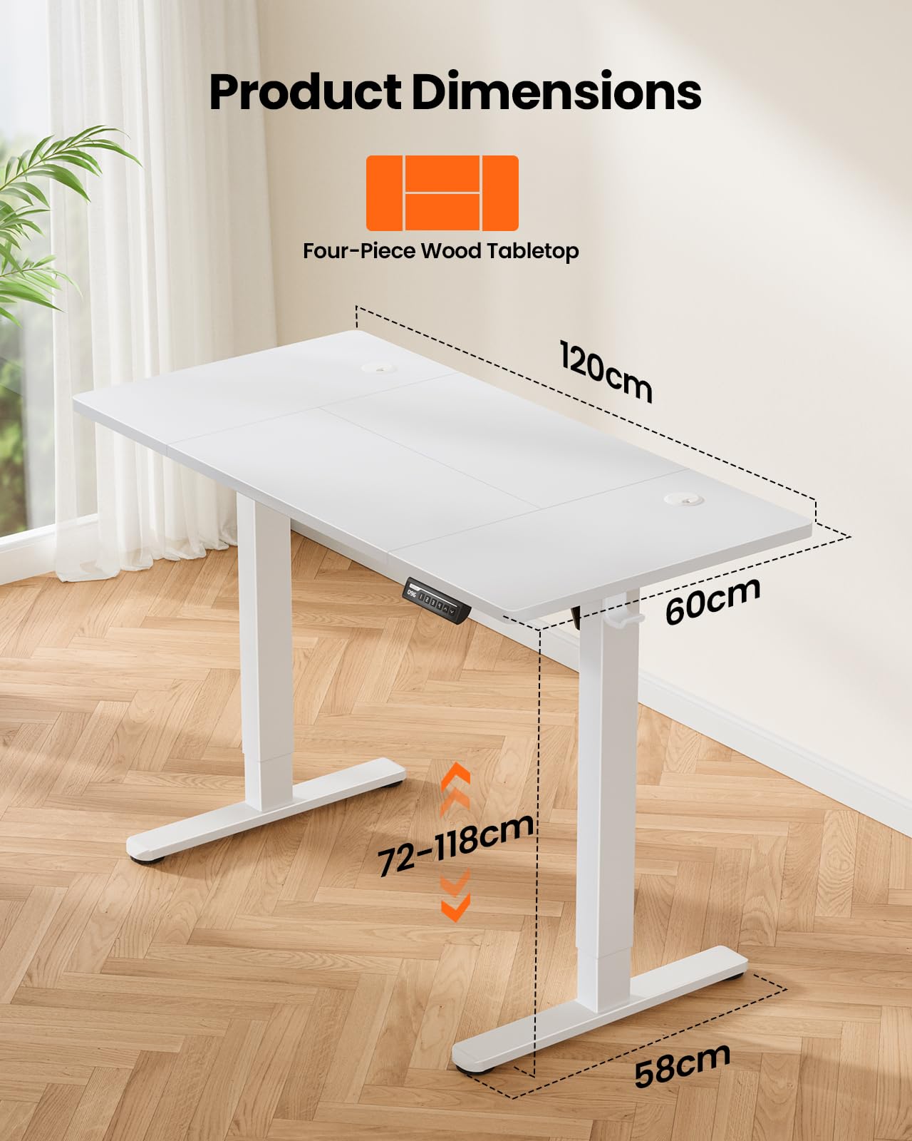 ErGear Electric Standing Desk Height Adjustable 160 x 80cm, Sit Stand Desk with 4 Memory Smart Pannel, Home Office Desk with Splice Board