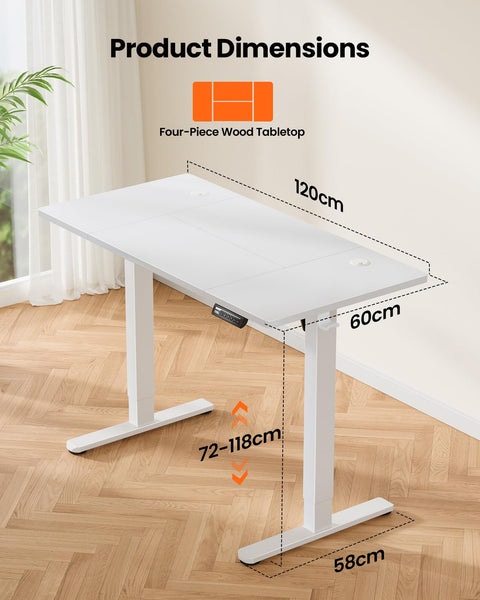 ErGear Electric Standing Desk Height Adjustable 160 x 80cm, Sit Stand Desk with 4 Memory Smart Pannel, Home Office Desk with Splice Board