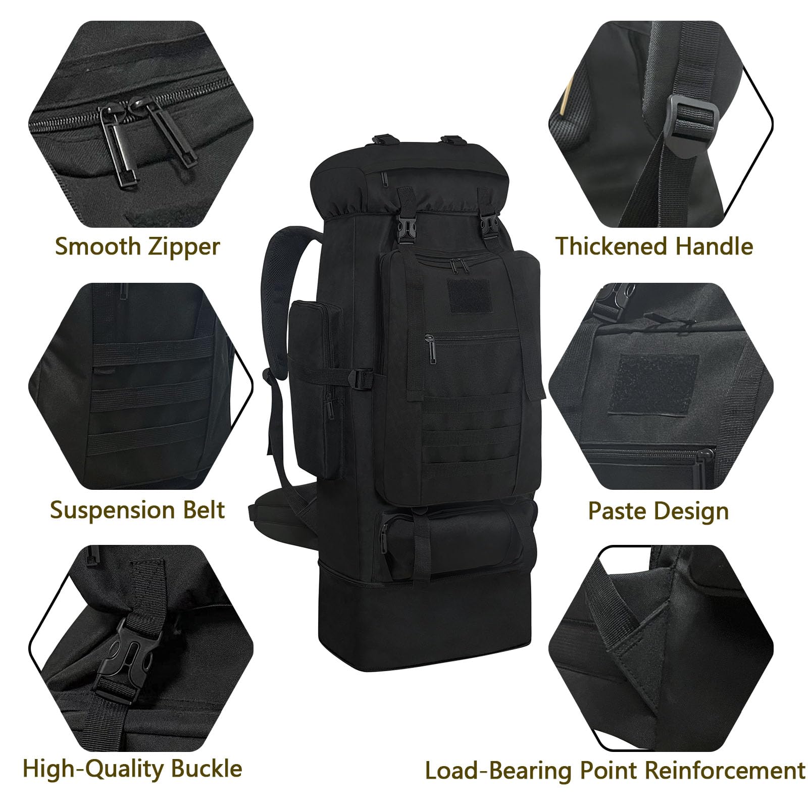 Wesoke 80L 100 liters Camping Hiking Backpack for Men, Extra Large Survival Hunting Backpack, Waterproof Big Molle Military Tactical Rucksack, Oversized Outdoor Sport Travel Daypack