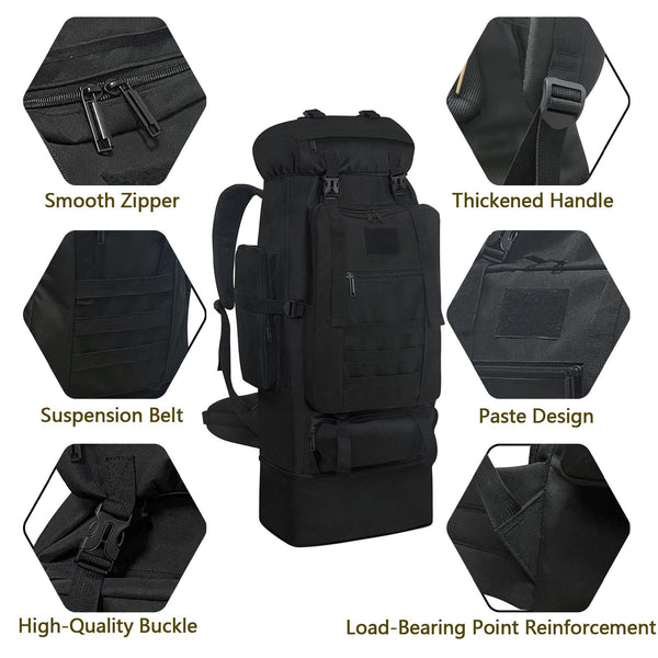 Wesoke 80L 100 liters Camping Hiking Backpack for Men, Extra Large Survival Hunting Backpack, Waterproof Big Molle Military Tactical Rucksack, Oversized Outdoor Sport Travel Daypack