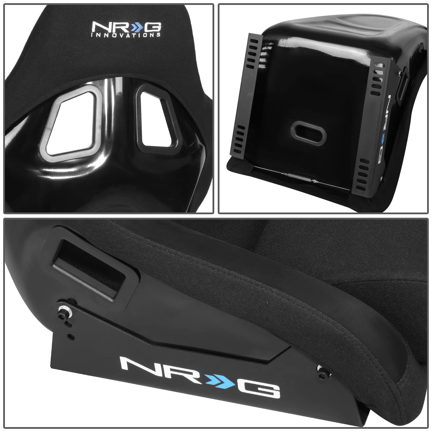 NRG Innovations Fixed Back Sport Bucket Seat - FRP Fiber Glass - Large - Part # FRP-300 Black