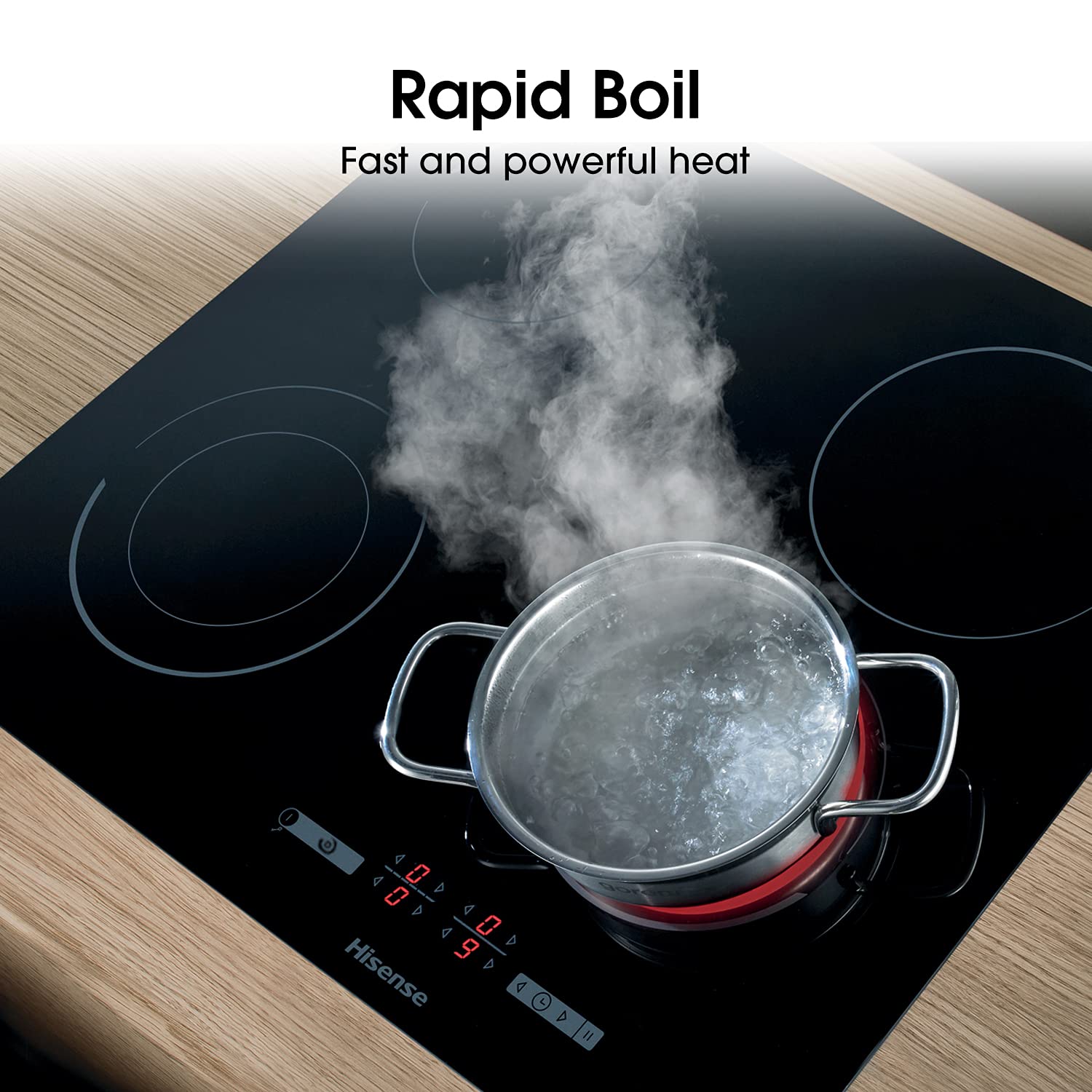 Hisense E6432C Built-in 60cm Electric Ceramic Hob with Child Lock, Touch control, Timer Function - Black 7200W, 20 x 24 x 2 inches (L x W x H)