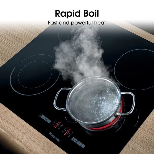 Hisense E6432C Built-in 60cm Electric Ceramic Hob with Child Lock, Touch control, Timer Function - Black 7200W, 20 x 24 x 2 inches (L x W x H)