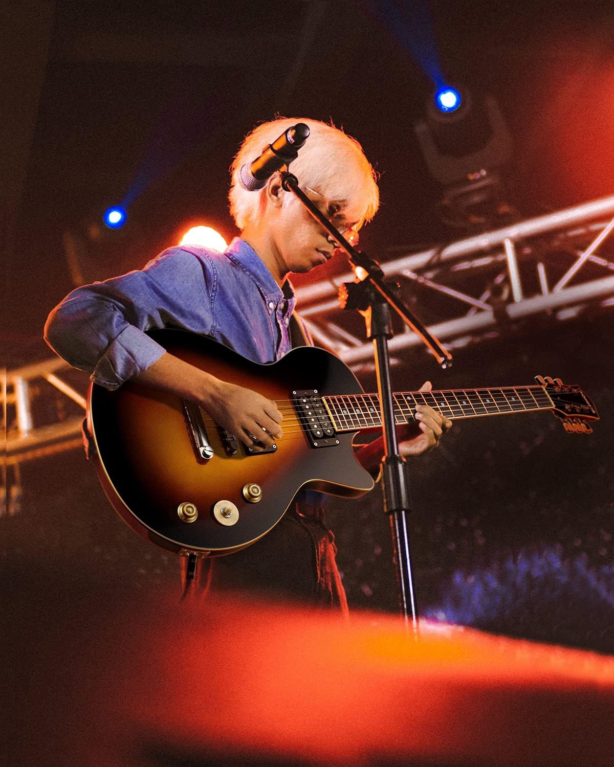 Donner Electric Guitar Kit Full Size LP Guitar Starter Set 39 Inch Solid Body with Bag, Strap, Cable (Sunburst)