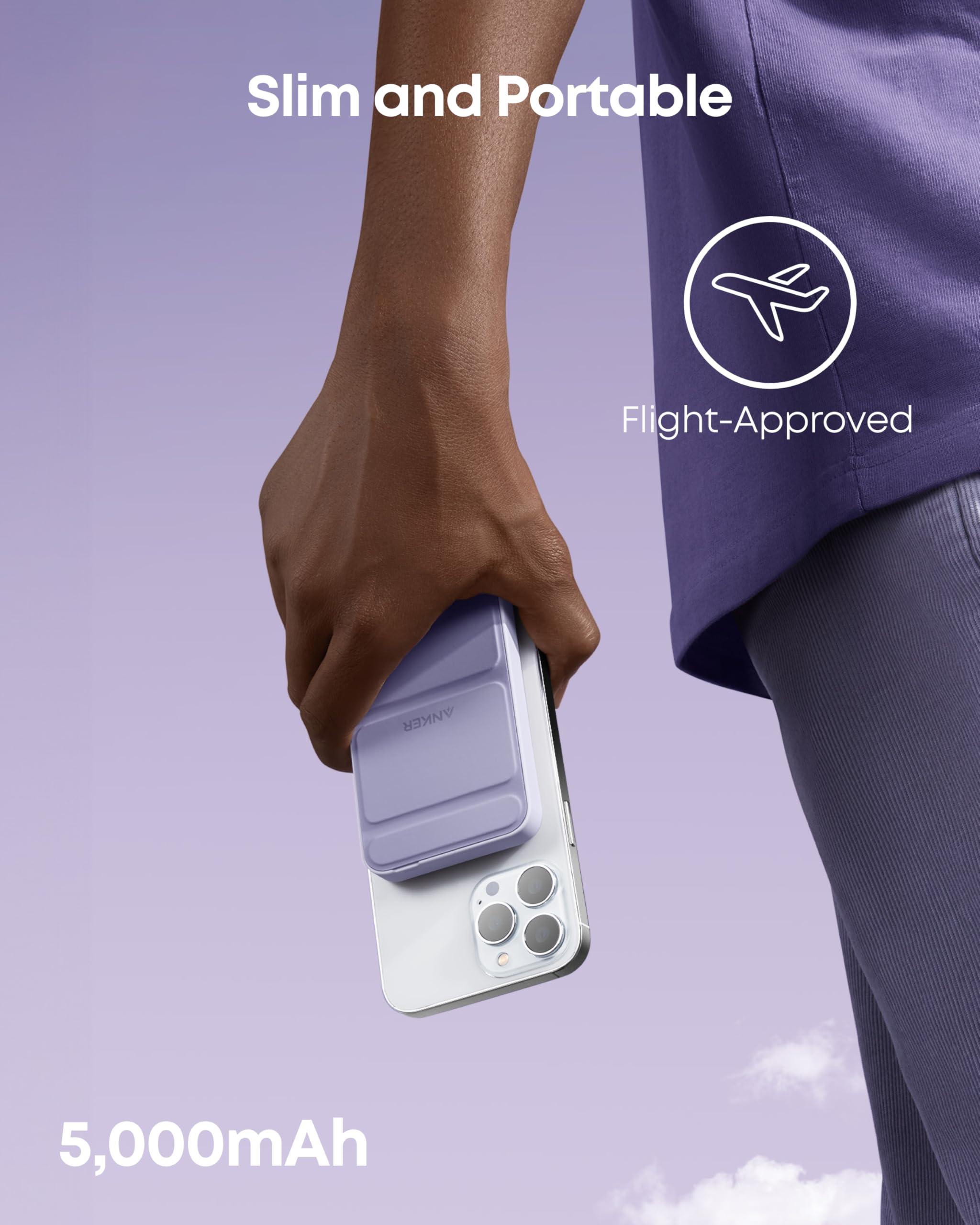 Anker Power Bank, 622 Magnetic Battery (MagGo), 5000mAh Foldable Magnetic Wireless Portable Charger and USB-C for iPhone 16/16 Plus/16 Pro/16 Pro Max, iPhone 15/14/13/12 Series