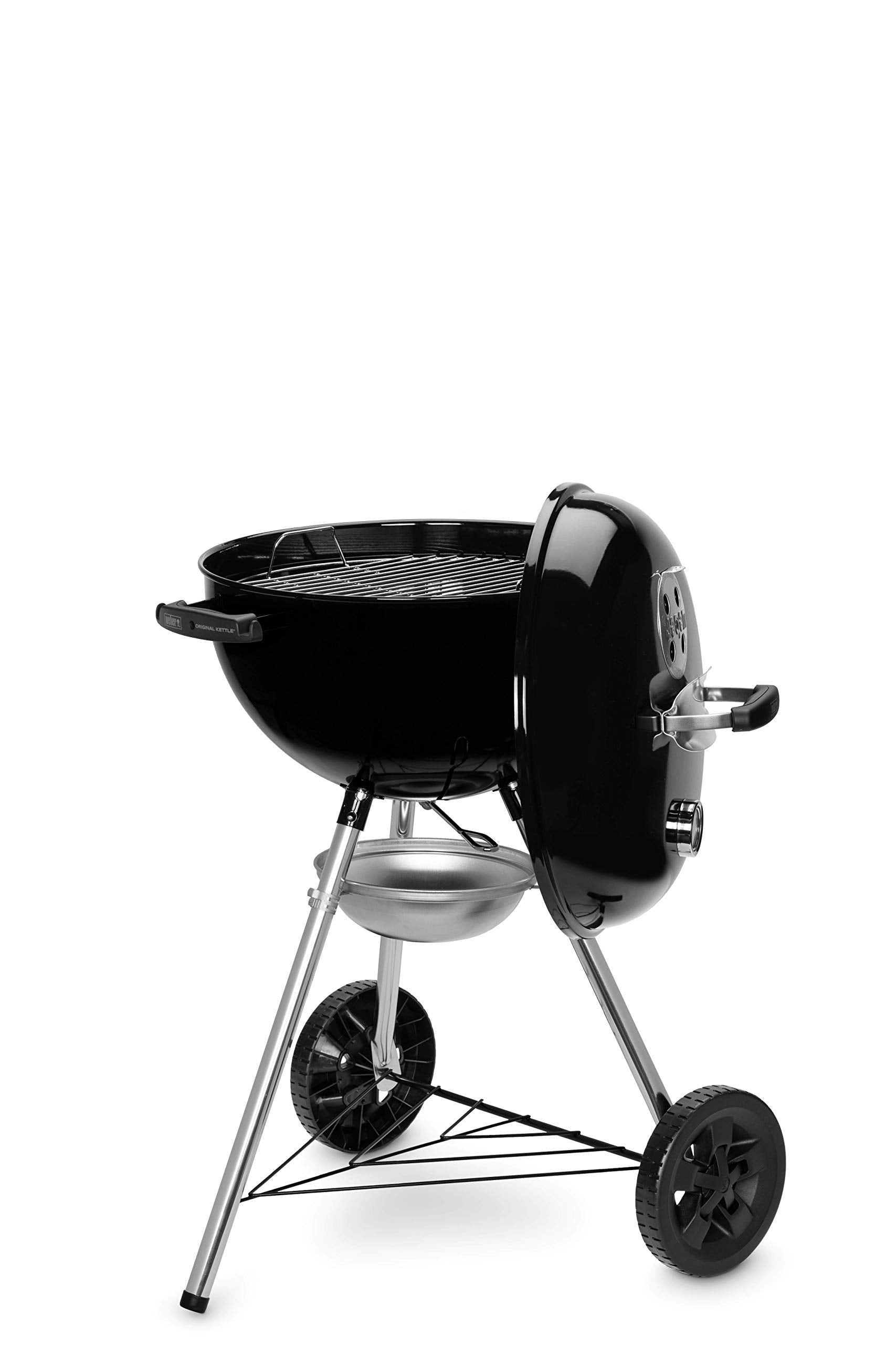 Weber Original Kettle Charcoal Grill, Ø 57cm Grill Area, BBQ Grill with Porcelain-Enamelled Lid & Bowl, Lid Thermometer, One-Touch Cleaning System - Black (14101004)