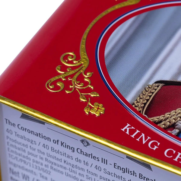 New English Teas The Coronation of HRH King Charles III Tea Tin with 40 English Breakfast Teabags