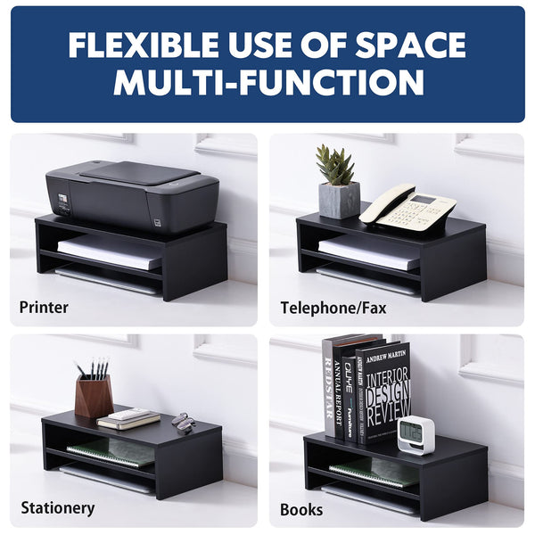 FITUEYES Monitor Stand 2 Tiers Computer Monitor Riser,54cm Wood Desktop Stand for Laptop Computer Screen Riser, with Storage Shelf, Office Supplies,