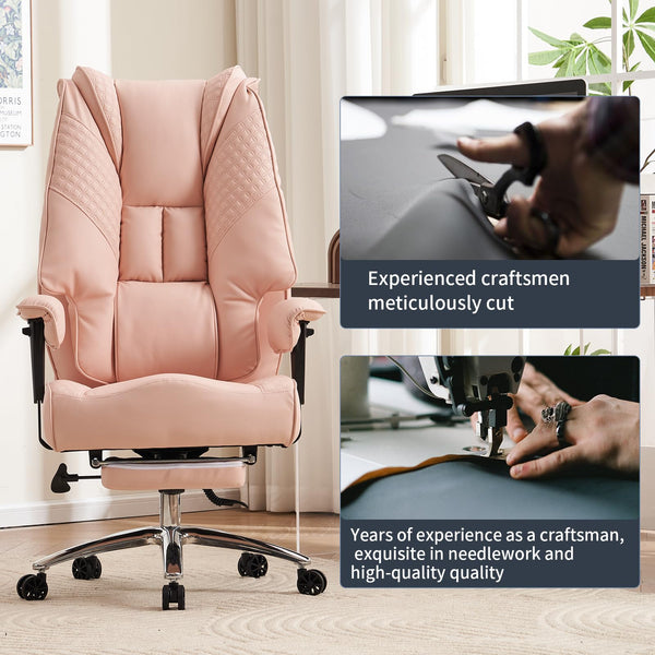 EXCEBET Ergonomic Office Chair – High Back PU Leather Executive Desk Chair with Adjustable Armrests, Swivel Computer Chair for Home/Office, Heavy Duty Support up to 400 lbs