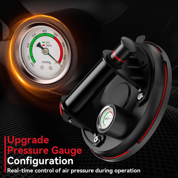 Avhrit 8-Inch Tile Suction Cups Lifter with Pressure Gauge, 485 lbs/220 kg Load Capacity, Heavy Duty Glass Vacuum Suction Cup for Replacing Auto Windshields, Tiles, Granite, and Floors (Two Cups)